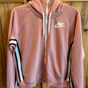 Nike Blush Hoodie with Striped Sleeves